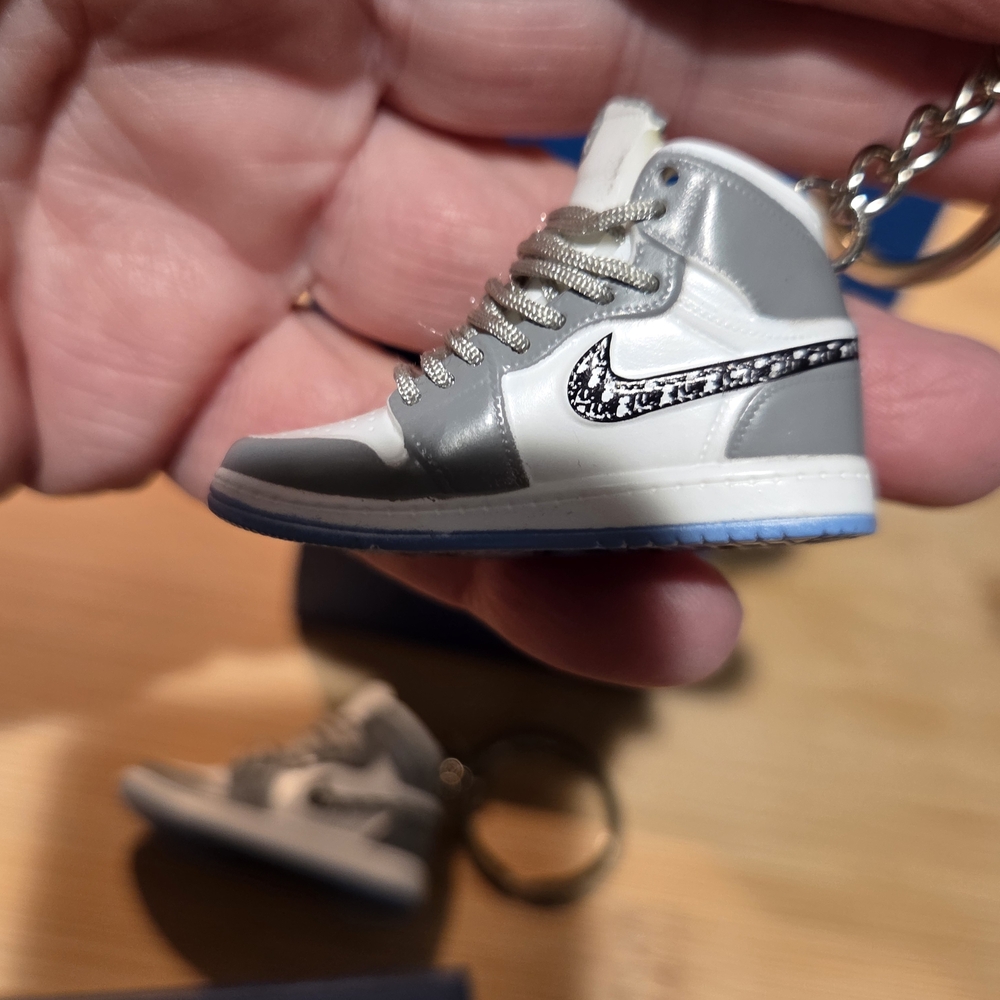 New 2 Stylish Gray and White Sneaker Key Holder And Bag Charm